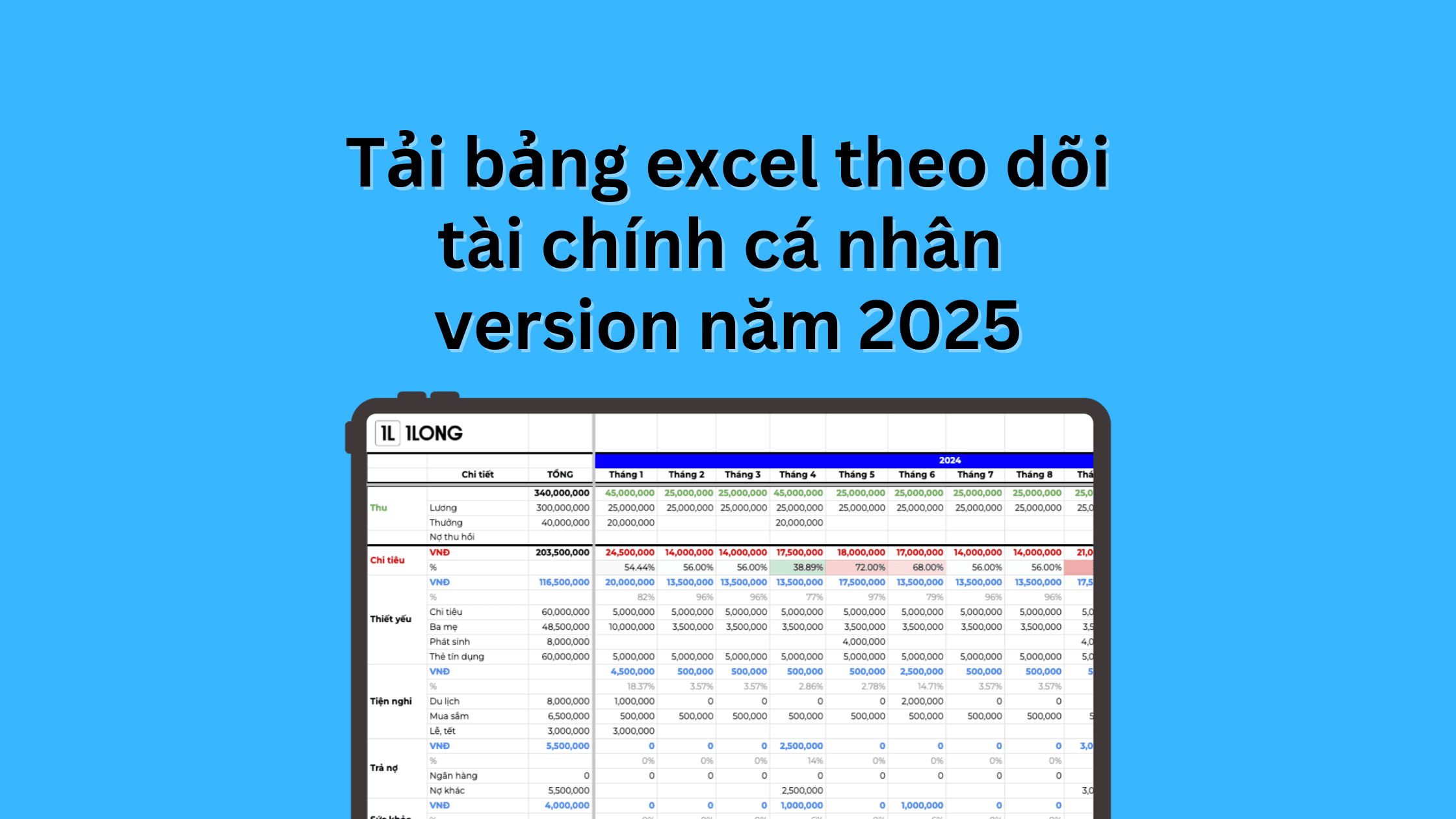 [Miễn Phí] Tải bảng excel theo dõi tài chính cá nhân version năm 2025